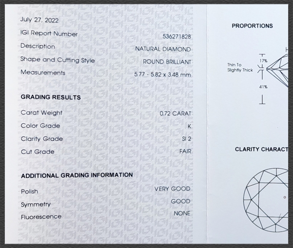 Brillant Ring 585 Gold, 0,72ct, Si2; IGI Zertifikat